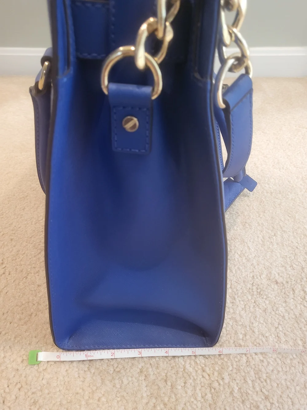 Michael Kors Blue Leather Satchel And Laptop Briefcase with Gold Hardware